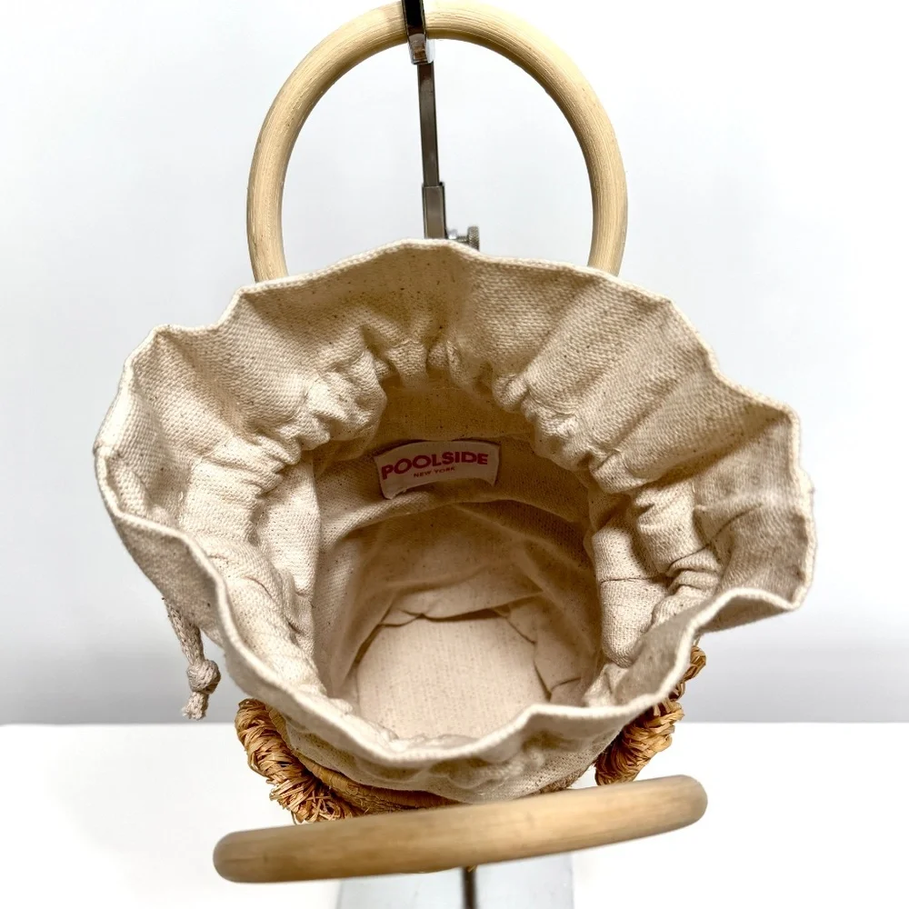 Poolside Raffia-Trimmed Straw Bucket Bag - Picture 14 of 14